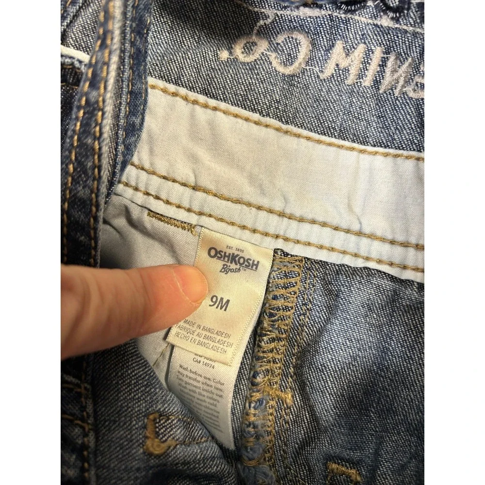 OshKosh B'gosh 9m Baby Boys Denim Bib Overalls Shortalls‎ Medium Wash 9M